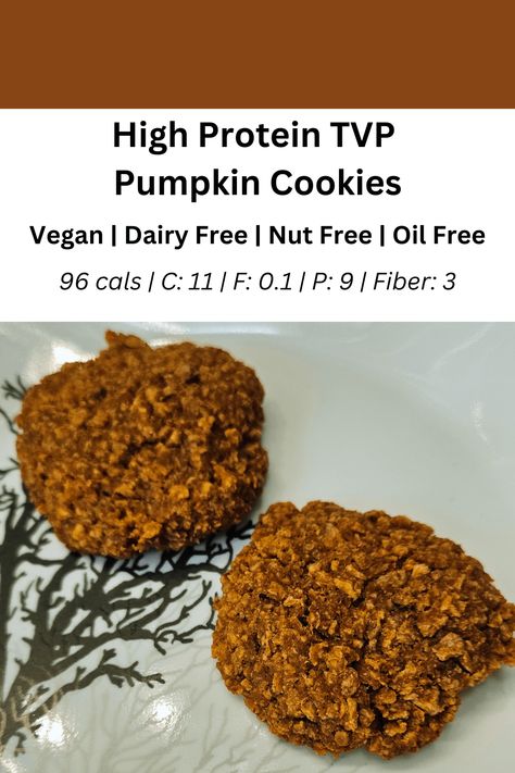 High Protein TVP Pumpkin Cookies Vegan Protein Dessert, Protein Pumpkin Recipes, Protein Powder Pumpkin Cookies, Anabolic Pumpkin Recipes, Pumpkin Protein Breakfast Cookies, Pumpkin Protein Cookies, Pumpkin Pancakes Protein, Vegan Protein Cookies, Tvp Recipes