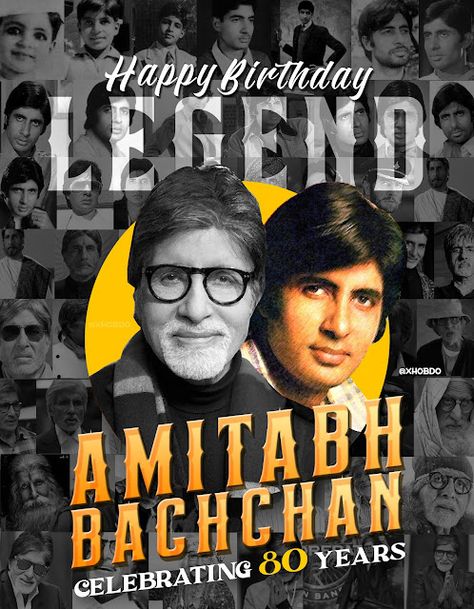 Happy Birthday Amitabh Bachchan Happy Birthday Amitabh Bachchan, Happy Birthday Legend, World Music Day, Happy 80th Birthday, Portraiture Painting, Birthday Posts, Amitabh Bachchan, Living Legends, Wishes For You