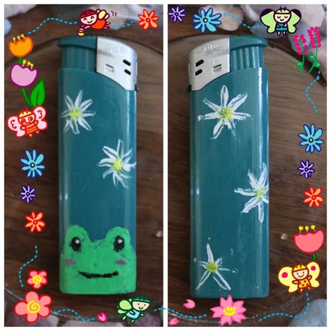 https://www.instagram.com/p/Cr5NA6zsw1W/?igshid=NTc4MTIwNjQ2YQ== Self painted reusable lighters with acryl paint. A little frog with some dandelions on a blue lighter Painted Lighters, Dandelion, Light Blue, Paint, Blue, Instagram