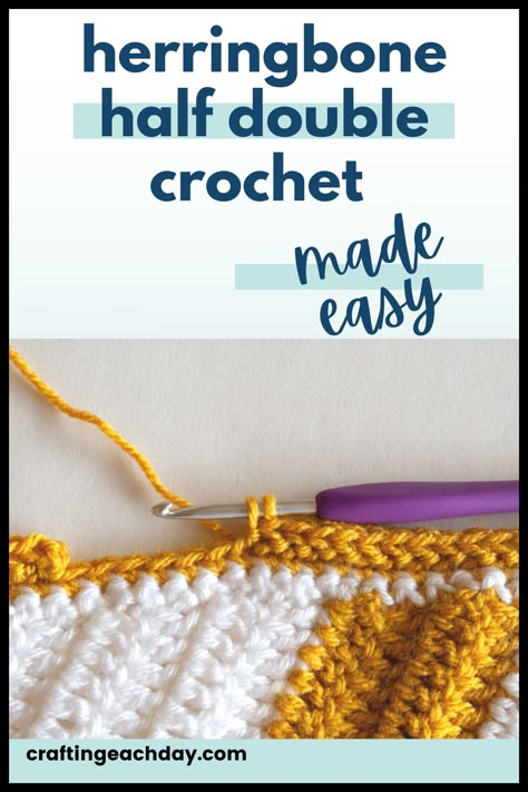 Half Herringbone Crochet, Herringbone Half Double Crochet Stitch Tutorial, Herringbone Half Double Crochet Baby Blanket, Half Double Crochet Blanket Border, Double Crochet Edging And Borders, Crochet Stitches For Borders, Crochet Border For Scarf, Double Crochet Blanket Border, Herringbone Half Double Crochet Blanket