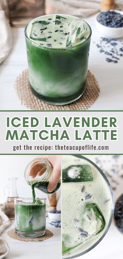 Lavender Matcha Latte, Energizing Tea, Lavender Matcha, Lavender Drink, Matcha Drink Recipes, Lavender Simple Syrup, Matcha Latte Recipe, Lavender Recipes, Lavender Syrup