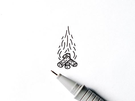 Fire by Christopher Perry Fire Pit Tattoo Ideas, Minimalist Campfire Tattoo, Bonfire Tattoo Simple, Camp Fire Tattoo Ideas, Small Campfire Tattoo, Campfire Tattoo Ideas, Summer Camp Tattoo, Fire Pit Tattoo, Fire Tattoo Simple