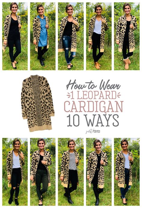 How to Wear 1 Leopard Cardigan 10 Different Ways!!! My love for all things leopard runs deep! It's a neutral, right? Check out the ten ways I styled this cute cardigan! It is perfect for fall and winter and would be a great piece for a capsule wardrobe! Leopard Cardigan Outfit Winter, Leopard Sweater Outfit Cardigans, Leopard Cardigan Outfit Fall, Cheetah Cardigan Outfit, Leopard Print Sweater Outfit, Animal Print Cardigan Outfit, Leopard Print Cardigan Outfit, Print Cardigan Outfit, Leopard Sweater Outfit