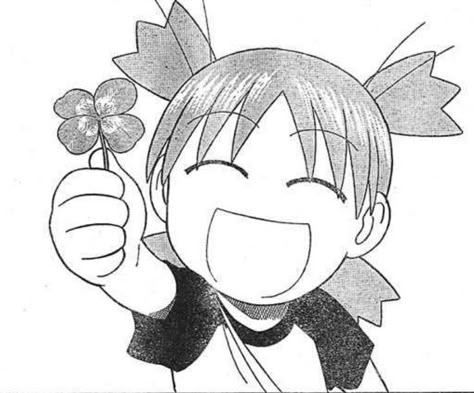 May the luck be with you. Yotsuba Koiwai, Yotsuba Manga, Azumanga Daioh, Best Icons, Manga Icons, Pfp Ideas, Manga Panels, Clover Leaf, Manga Drawing