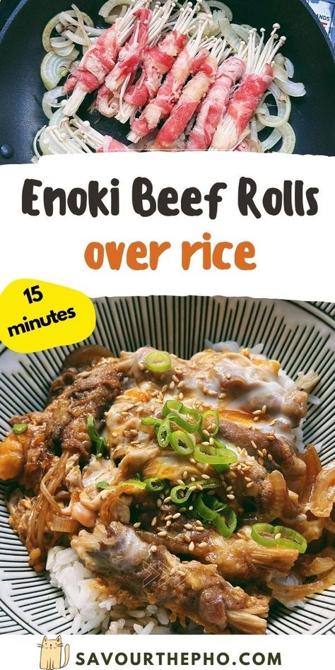 Enoki Beef Rolls Beef Wrapped Enoki Mushrooms, Enoki Beef Rolls, Beef And Mushroom Recipe, Recipes With Beef, Enoki Mushroom Recipe, Beef Rolls, Beef Tip Recipes, Enoki Mushrooms, Ground Beef Casserole Recipes