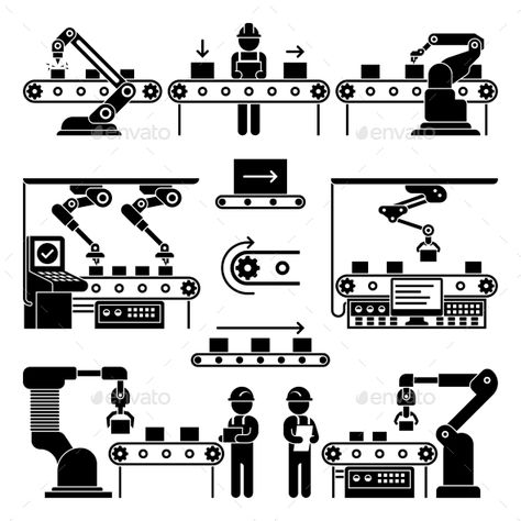 Factory Illustration, Line Art Vector, Isometric Design, Technology Icon, City Illustration, Business Center, Logo Background, Work Inspiration, Alphabet Illustration