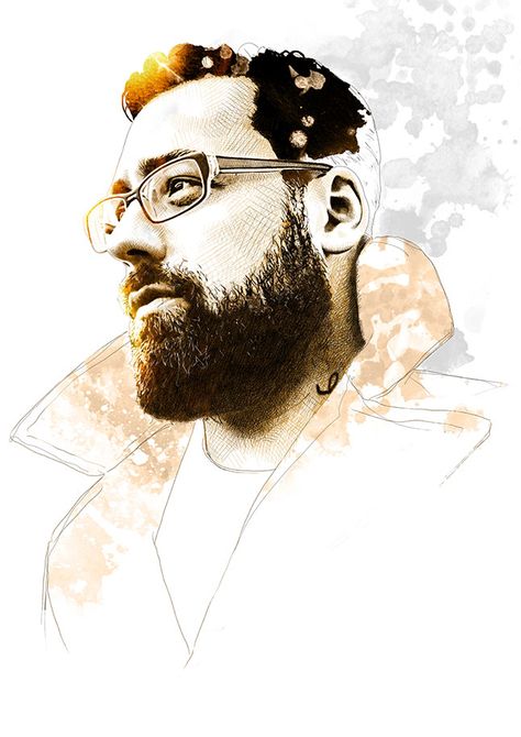 'Portrait of Sido' by Sergio Ingravalle - Illustration from Conceptual Illustrations, Product Website, Portfolio Images, Ink Watercolor, Magazine Ad, Watercolour Art, Annual Report, Digital Drawing, Musician