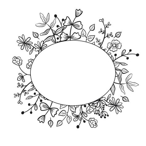 cadre vectoriel simple rond ou bordure avec des brindilles de doodle. branches et tiges de plantes à fleurs, feuilles et bourgeons à pétales. éléments de décoration d'art en ligne. Plants Border Design Drawing, Floral Corner Border Design, Circle Leaves Border, Oval Floral Frame Drawing, Floral Border Design Frames Hand Drawn, Round Frame, Quilling Designs, Frame, Drawings