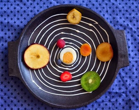 Playing with food: Solar System: A slice from a boiled egg for the sun A… Orange Kitchens, Playing With Food, Solar System Projects, Food Education, Orange Kitchen, Science Project, Space Party, Boiled Egg, Food Decoration