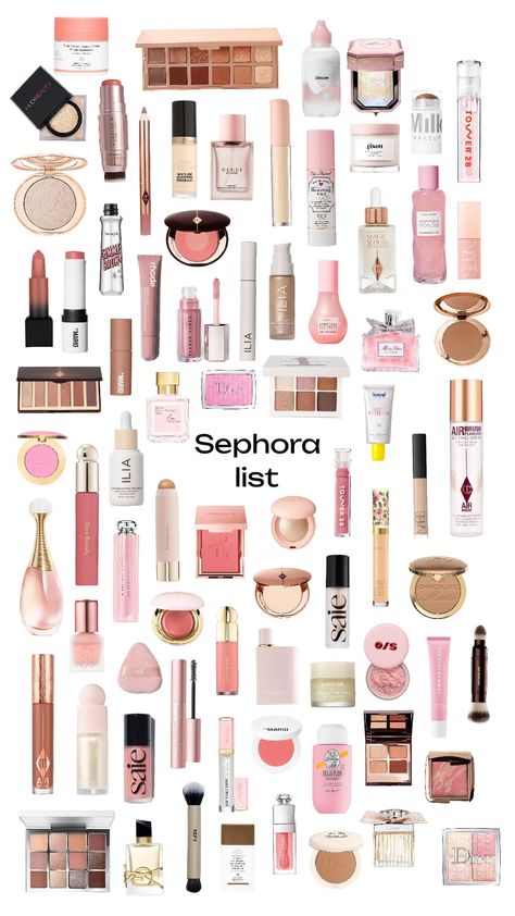 Sephora list 🎀💅🏻 Make Up Sephora Beauty Products, Christmas List Ideas Makeup, Sephora Brand Makeup, Makeup At Sephora, Best Things To Get From Sephora, Good Sephora Products, New Sephora Products, Sephora Products Aesthetic, Makeup Christmas List