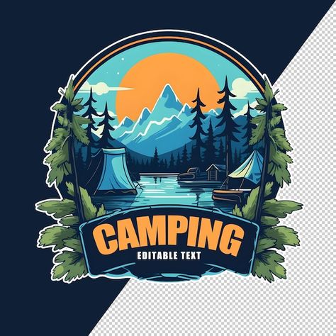 Camping logo isolated on background | Free Psd #Freepik #freepsd #tent-logo #t-shirt-logo #campsite #camping-logo Camp Background, Logo Camping, Tent Logo, Camping Logo, Camp Logo, Graphic Design Ads, T Shirt Logo, Adventure Art, Family Camping