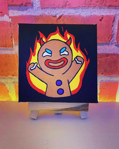 Gingy Shrek Painting, Easy Shrek Painting, Shrek Painting Ideas, Shrek Canvas Painting, Funny Small Paintings, Shrek Crafts, Shrek Painting, Funny Paintings Easy, Funny Painting Idea