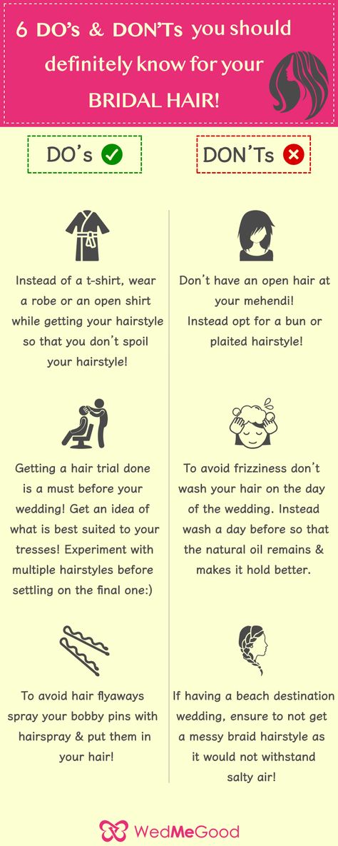 6 Do's & Don'ts You Should Definitely Know For Your Bridal Hair! See more on wedmegood.com  #wedmegood #indianwedding #indianbride #hair #hairstyles #haircare #hairgoals #hairtips #tips #bridaltips Bridal Content Ideas, Bridesmaids Quotes, Wedding Processional Order, Bridal Care, Processional Order, Bridal Shower Hair, Wedding Hair Tips, Bridal Skin, Wedding Wishes Quotes