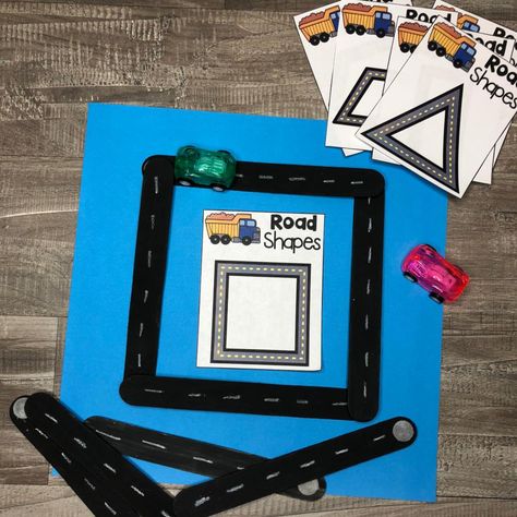 Planning Playtime - Learning Through Play - Craft Stick Road Shapes Pre K Lesson Plans, Shapes Craft, Transportation Worksheet, Popsicle Stick, Shape Crafts, Popsicle Sticks, Learning Through Play, Craft Stick Crafts, Lesson Plan