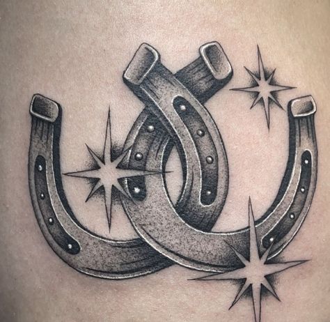 Two Horseshoe Tattoo, Double Horseshoe Tattoo, Horse Shoes Tattoo, Horseshoes Tattoo, Horseshoe Tattoo Design, Lucky Horseshoe Tattoo, Horseshoe Drawing, Traditional Horseshoe Tattoo, Horse Shoe Drawing