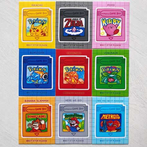 Game Boy Cartridge Doodle Sticker - Etsy Pikachu Game, Doodle Sticker, Game Cartridge, Phone Stickers, Donkey Kong, Metroid, Game Boy, Legend Of Zelda, Arcade Games