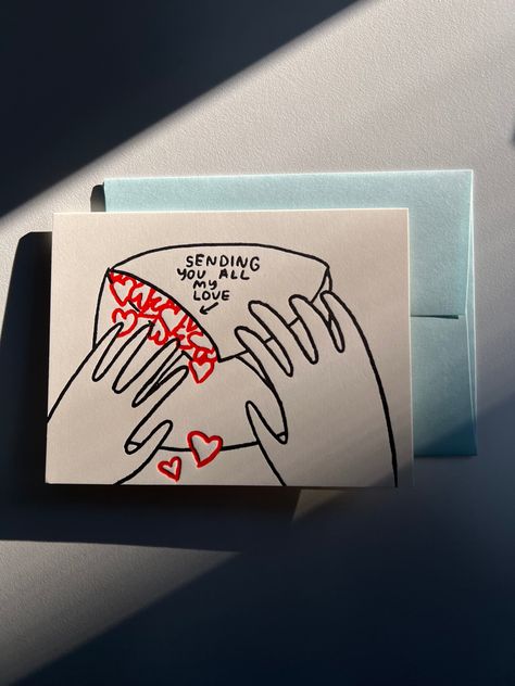 Sending You All My Love Greeting Card. Gift ideas Thoughtful Handmade Gifts For Boyfriend, Love Letters Ideas For Him, Cute Drawings For Letters, Card For Bf Ideas, Encouraging Cards For Friends, Handwritten Thank You Cards, Crafts To Make Boyfriend, Letters Of Love Cards, Funny Handmade Cards