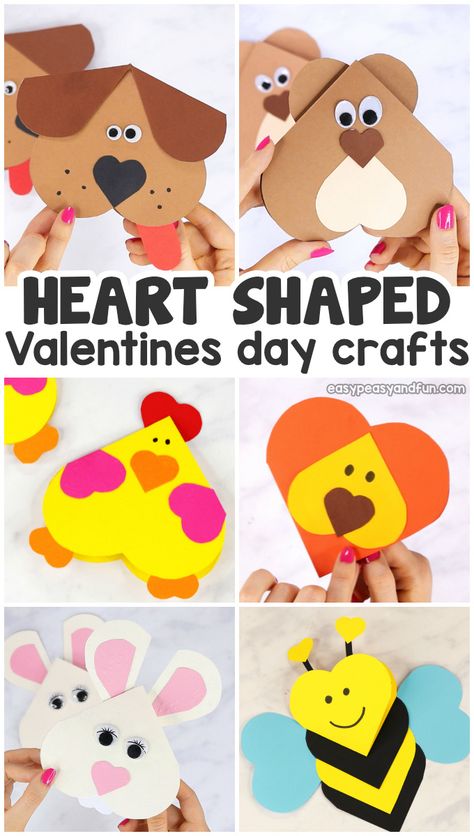 Heart Animals Crafts – Valentines Heart Shaped Animals If you need a fun Valentines day project to make with your kids, you just have to give this heart animals crafts a go. These heart shaped animals make the most wonderful DIY Valentines and are really easy to make.#valentinesdaycrafts #hearshapedcrafts #animalcrafts Heart Shaped Animals, Animals Crafts, Heart Animals, Lion Craft, Valentines Bricolage, Valentine's Day Crafts, Heart Shaped Valentines, Valentine's Day Crafts For Kids, Valentine Crafts For Kids