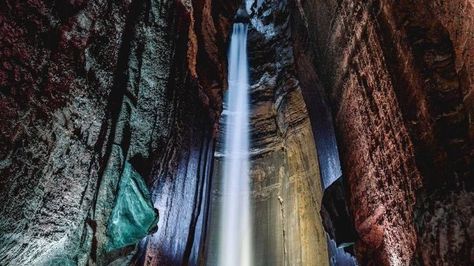 7 Caves In Tennessee That Are Perfect Spots To Cool Down This Season Underground Waterfall, Ruby Falls, Waterfall Lights, Climbing Tower, Downtown Chattanooga, Underground Caves, Glass Elevator, Lookout Mountain, Vacation Locations