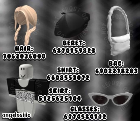 Bloxburg Black Hat Code, Bloxburg Outfit Codes Hair Accesories, Bloxburg Sun Glasses Codes, Roblox Beret Code, Roblox Codes Bloxburg Outfits, Aesthetic Roblox Outfits Codes Bloxburg, Bloxburg Shirt Code, Blockburg Codes Outfit, Cute Roblox Clothes Codes