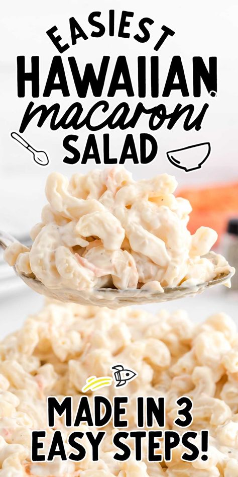 This tasty and tropical Hawaiian macaroni salad is a delicious option for potlucks year-round. Hawaiian Salad Recipes, Hawaiian Pasta Salad, Hawaiian Salad, Hawaiian Mac Salad, Macaroni Salad Ingredients, Dill Pickle Pasta Salad, Hawaiian Macaroni Salad, Easy Macaroni Salad, Mac Salad