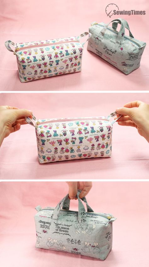 DIY EASY BOX POUCH - 2 TYPE | Toiletry bag pattern, Patchwork bags, Diy makeup bag Box Bag Pattern, Diy Toiletries, Makeup Bag Pattern, Toiletry Bag Pattern, Cosmetic Bag Pattern, Diy Makeup Bag, Projek Menjahit, Zipper Pouch Tutorial, Bag Pattern Free