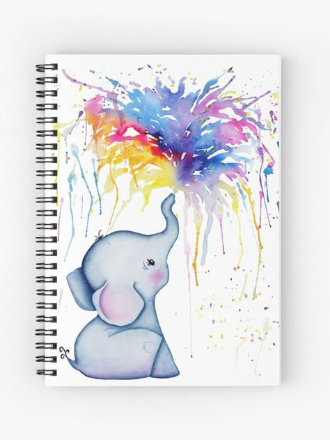 "Baby Elephant Rainbow Watercolor Painting" Spiral Notebook by Alishathunem | Redbubble Rainbow Watercolor Painting, Painting Elephant, Elephant Watercolor, Rainbow Water, Watercolor Birthday Cards, Rainbow Watercolor, Elephant Drawing, Watercolor Paintings For Beginners, Watercolor Birthday