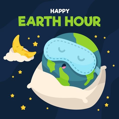 Earth hour illustration with planet slee... | Free Vector #Freepik #freevector #light #nature #celebration #happy