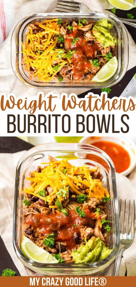 This Weight Watchers Instant Pot burrito bowl is delicious and makes a ton of food! It's perfect for Weight Watchers meal prep and easy to customize with your favorite toppings! It's an easy to freeze meal. Weight Watchers Freestyle Dinner | Weight Watchers Points | Weight Watchers Burrito Bowl | Weight Watchers Dinner Recipes Zepbound Meal Ideas, Zero Ww Point Meals, Ww Meal Prep Ideas, Ww Meal Prep Lunches, Weight Watcher Bowls, Delicious Weight Watchers Meals, Low Carb Crock Pot Recipes Easy, Ww Recipes For Diabetics, Ww Bowls Recipes