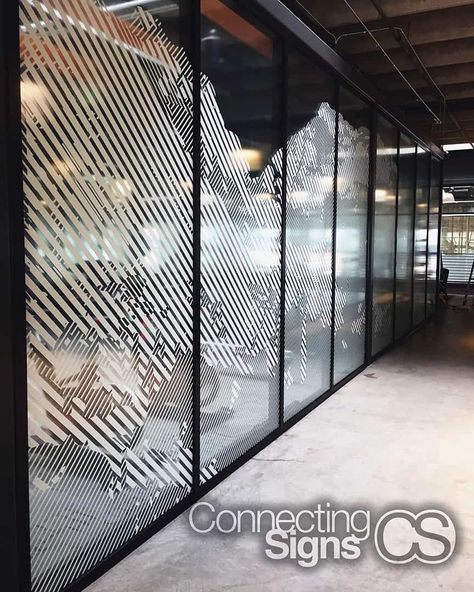 Frosted Vinyl Window Design, Frosted Window Design, Environmental Signage, Sport Office, Vinyl On Glass, Office Privacy, Experiential Graphic Design, Floor Office, Frosted Glass Design