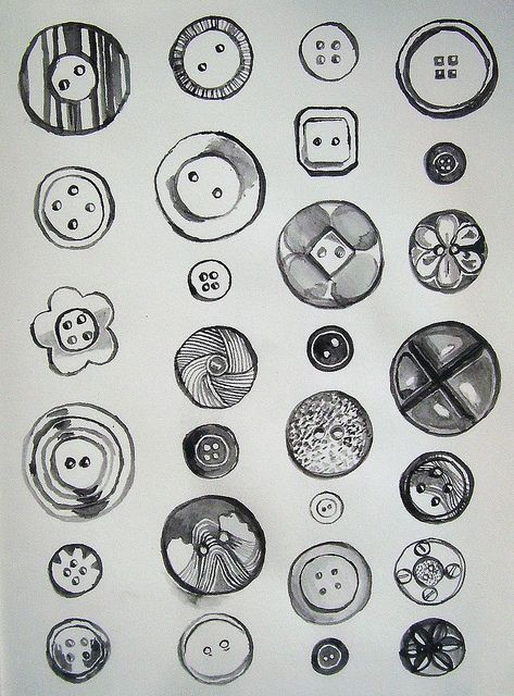 draw Buttons Tattoo, Button Sketch, Quick Drawings, Sewing Tattoos, Button Tattoo, Round Tattoo, 동화 삽화, Watercolour Paint, Dainty Tattoos