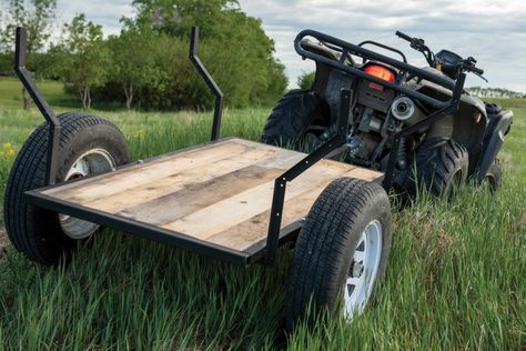 DIY ATV Trailer • BC Outdoors Magazine Diy Atv Trailer, Atv Trailer Ideas, Atv Utility Trailer, Hunting Trailer, Atv Implements, Atv Attachments, Atv Winch, Atv Trailers, Trailer Diy