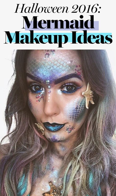 Mermaid makeup is taking over Instagram, and we're more than a little obsessed. Ootd Festival, Macbeth Witches, Mermaid Makeup Halloween, Makeup Zombie, Fantasy Make-up, Festival Makeup Rave, Halloweenský Makeup, Festival Makeup Glitter, Makeup Recipes