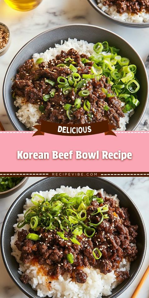 Looking for a quick and delicious dinner idea? This Korean Beef Bowl Recipe is a perfect combination of savory flavors and vibrant ingredients. Treat your taste buds while enjoying a nutritious meal. Save this recipe for a satisfying weeknight dinner that your whole family will love! Rainbow Lasagna, Korean Beef Bowl Recipe, Beef Recipes Easy Quick, Easy Korean Beef, Beef Bowl Recipe, Korean Beef Recipes, Korean Beef Bowl, Recipe With Ground Beef, Easy Beef Recipes