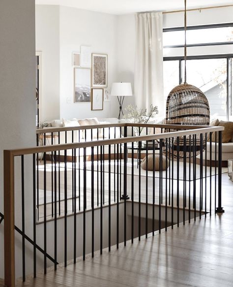 Staircase Half Wall, Half Wall Railing, Open Staircase Ideas Half Walls, Opening Up Staircase Wall, Half Wall Staircase, Open Staircase To Basement, Open Staircase Ideas, Open Basement Stairs, Wall Staircase