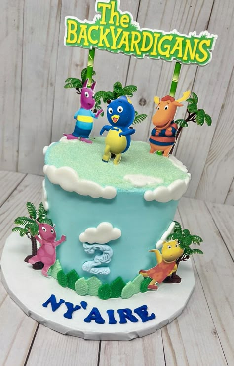 Backyardigans Cake Ideas, Backyardigans Party Ideas Decorations, The Backyardigans Birthday Party, Backyardagains Birthday Party, Backyardigans Party Ideas, Backyardigans Birthday Party, Backyardigans Cake, 1 Tier Cake, Cloud Theme