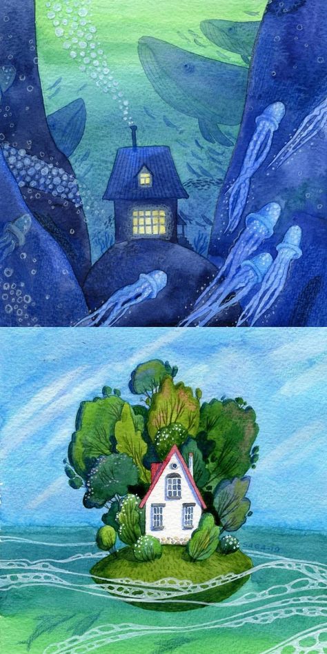 sosuperawesome... Cute Illustration Watercolor, Houses Illustration Art, Watercolor Picture Book Illustration, Children’s Illustration Art, Watercolour Childrens Book Illustration, Watercolor Book Illustration, Watercolor Childrens Illustration Book, Childrens Illustrations Book, Cute Watercolor Illustration