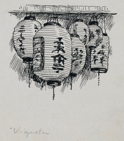 심플한 그림, Japanese Drawings, Pen Art Drawings, Architecture Drawing Art, Chinese Lanterns, Arte Inspo, Arte Sketchbook, Urban Sketching, Book Art Drawings