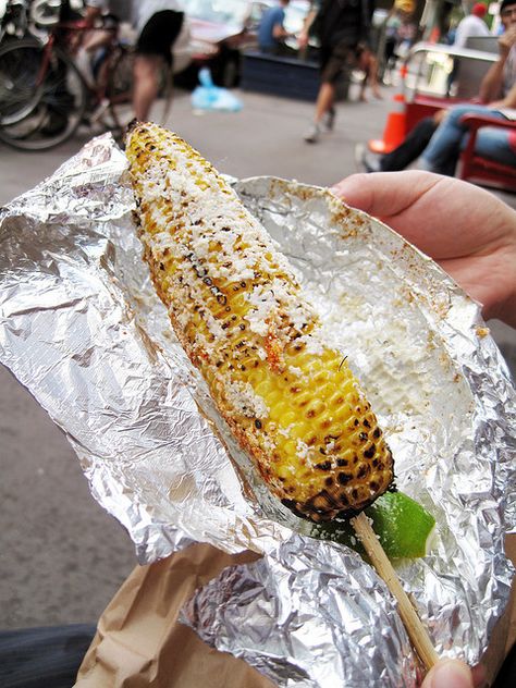 Elote (Mexico). 'Elote is a meaty, not-so-sweet corn on the cob, with great fat kernels that burst in the mouth. The smoky, pit-roasted ears are a staple across Mexico, and it’s a dish that is customised, like so many others, to the eater’s personal taste.' http://www.lonelyplanet.com/mexico Best Mexican Street Corn Recipe, Grilled Mexican Corn, Mexican Corn On The Cob, Mexican Street Corn Recipe, Street Corn Recipe, Grilled Corn On The Cob, Mexican Corn, Grilled Veggies, Corn On The Cob