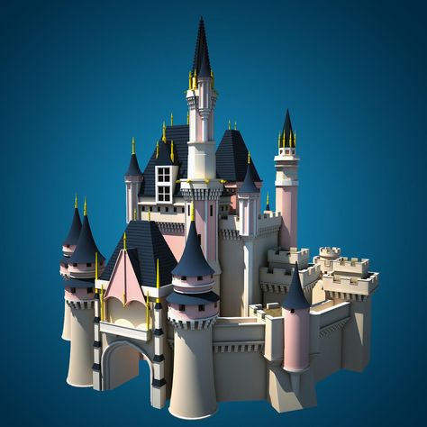 Fantasy castle 3D Model #AD ,#Fantasy#castle#Model 3d Castle, Castle Crafts, Castle Exterior, Cardboard Castle, Wooden Castle, Character Model Sheet, Castle Designs, 3d Studio, 3d Modelle