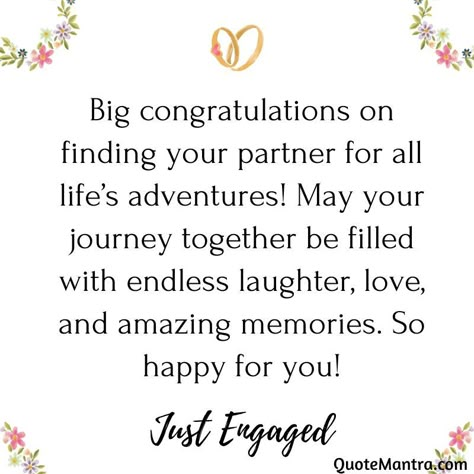 So Happy For You Congratulations, Congratulations Quotes For Engagement, Best Friend Engagement Quotes, Bestie Engagement Caption, Engagement Congratulations Quotes Couple, Congratulation On Engagement, Engagement Wishes For Best Friend, Bestie Engagement Wishes, Engagement Wishes For Brother