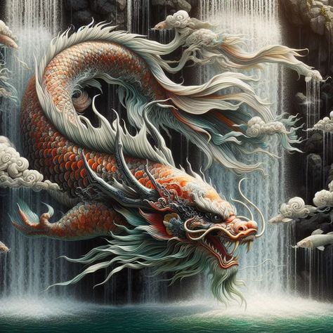 Koi Dragon Secret Legend Revealed: Koi Transforms into Majestic Dragon! 1 Koi Dragon Tattoo, Dragon Craft, Koi Dragon, Majestic Dragon, Dragon Fish, Dragon Artwork Fantasy, Warrior Tattoos, Dragon Crafts, Acrylic Set