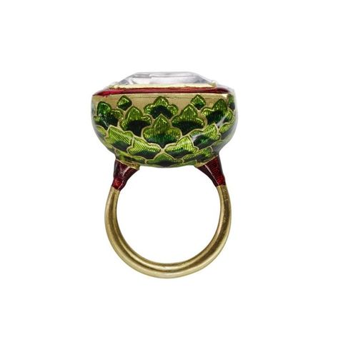 Enamel minakari rings by Alice Cicolini Alice Cicolini, Silver Tile, Vitreous Enamel, Fortnum And Mason, School Jewelry, Bespoke Engagement Ring, Leaf Ring, Enamel Ring, Lemon Quartz