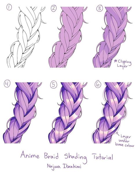 art tutorials on Instagram: “How to shade anime braids! Hope this helps 💕 Credit to @najwa.ibrahimi Please support the artist! • If you like this, please like,…” Drawing Hair Braid, Anime Braids, Hair Palette, Shading Ideas, How To Draw Braids, Drawing Hair Tutorial, Manga Hair, Drawing Tutorials For Beginners, Anime Tutorial