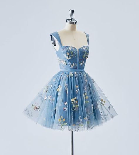 Floral Formal Dress Short, Short Fairy Dress, Short Poofy Dresses, Mini Flower Embroidery, Embroidery Prom Dress, Prom Dress 2023, Tulle Short Dress, Prom Dress Websites, Petite Prom Dress