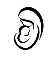 Mother and baby stylized symbol Royalty Free Vector Image Symbol Of Mother, Mother And Baby Tattoo, Angel Baby Art, Mom Tattoo Designs, Arte Doodle, Baby Logo, Mother Art, Baby Tattoos, Tattoos For Daughters