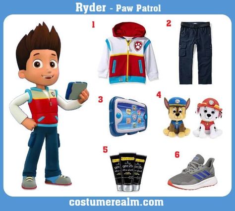 Diy Paw Patrol Family Costume, Ryder Costume Paw Patrol, Diy Ryder Costume Paw Patrol, Ryder Paw Patrol Costume, Ryder From Paw Patrol, Paw Patrol Halloween Costume, Paw Patrol Ryder, Paw Patrol Dress, Paw Patrol Outfit