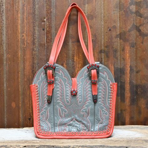 Purse- Cowboy Boot Top w/ buckles- red and gray view of front Cowboy Boot Crafts, Boot Wallet, Cowboy Boot Purse, Western Bag, Yee Haw, Gray Top, Outside The Box, Cowboy Boot, Purse Patterns