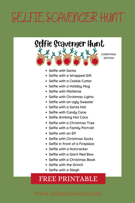 Christmas Scavenger Hunt Around Town, Holiday Light Scavenger Hunt, Reindeer Scavenger Hunt, Christmas Mall Scavenger Hunt, Christmas Challenges For Family, Christmas Eve Scavenger Hunt, Christmas Neighborhood Scavenger Hunt, Christmas Family Scavenger Hunt, Thanksgiving Selfie Scavenger Hunt