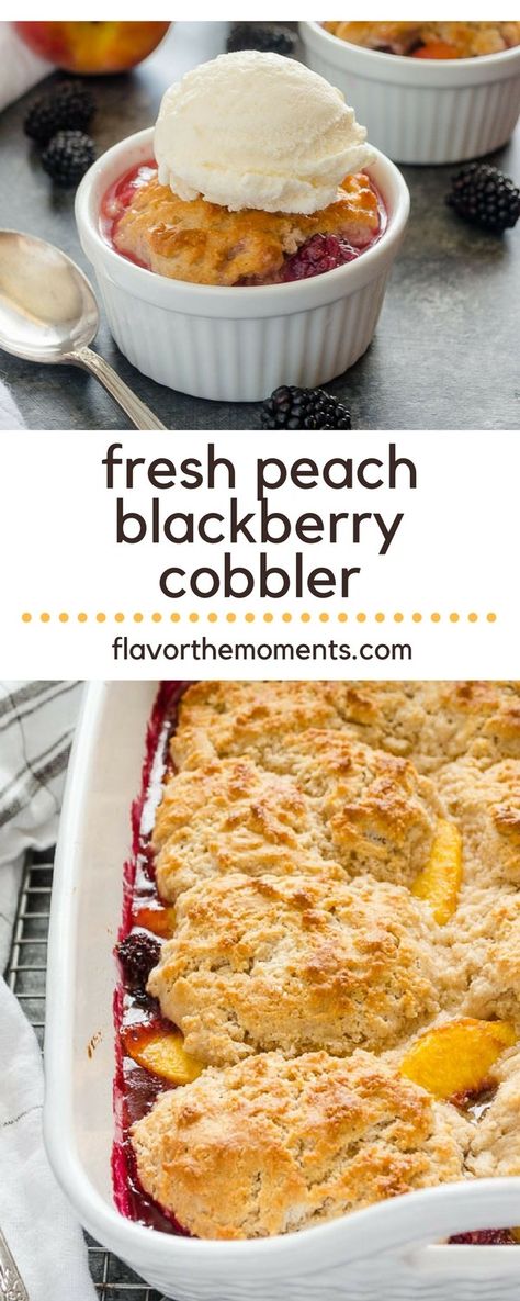 Blackberry Peach Cobbler, Easy Cobbler, Blackberry Peach, Cobbler Recipes Easy, Buttermilk Biscuit, Blackberry Cobbler, Fruit Dessert Recipes, Cobbler Recipe, Canned Peaches